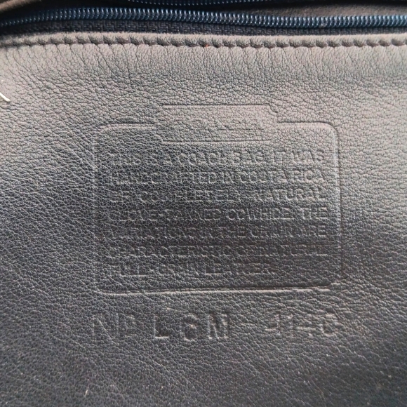 Authentic Large COACH Navy Blue black Genuine Leather top double handle shoulder - Picture 6 of 9